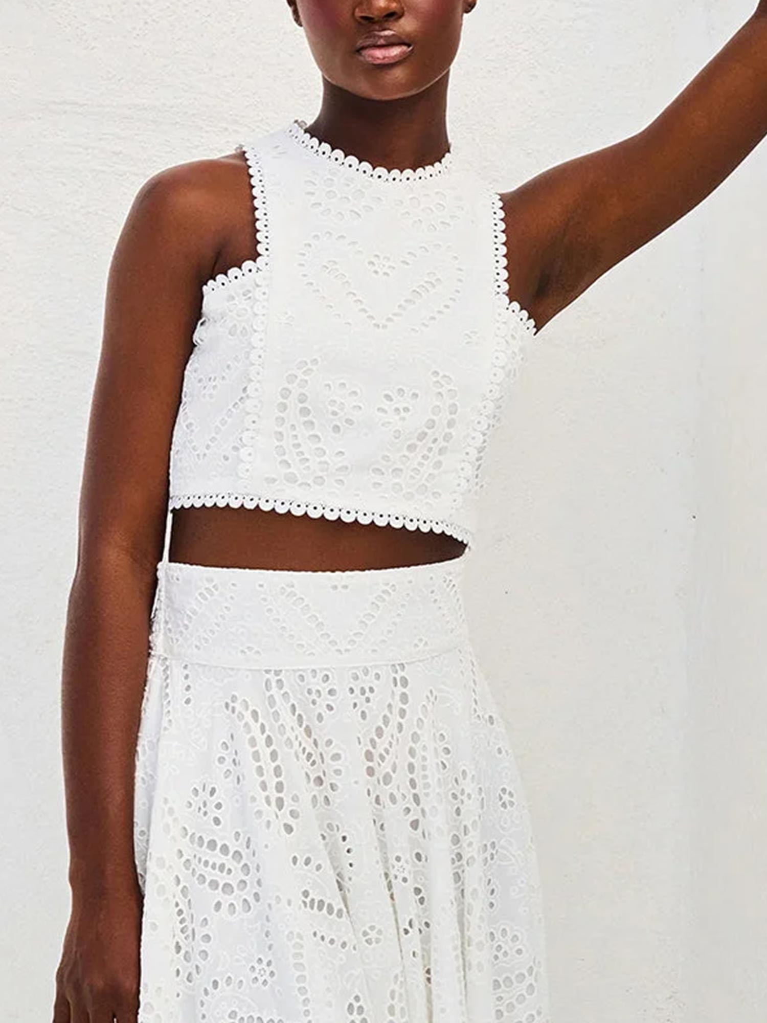 Embroidered Eyelet Crop Top