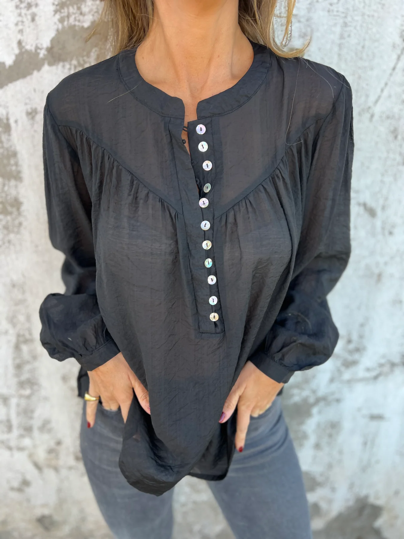 Casual Ice Silk Button Top