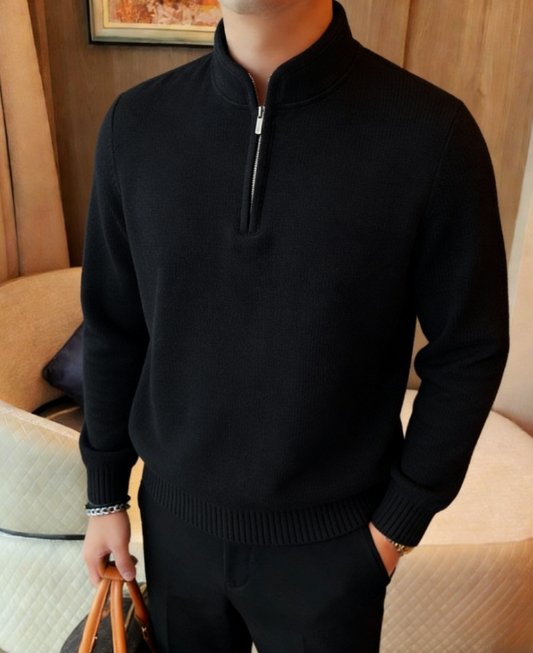 2026🔥Casual Business Solid Color Zipper Cashmere Sweater