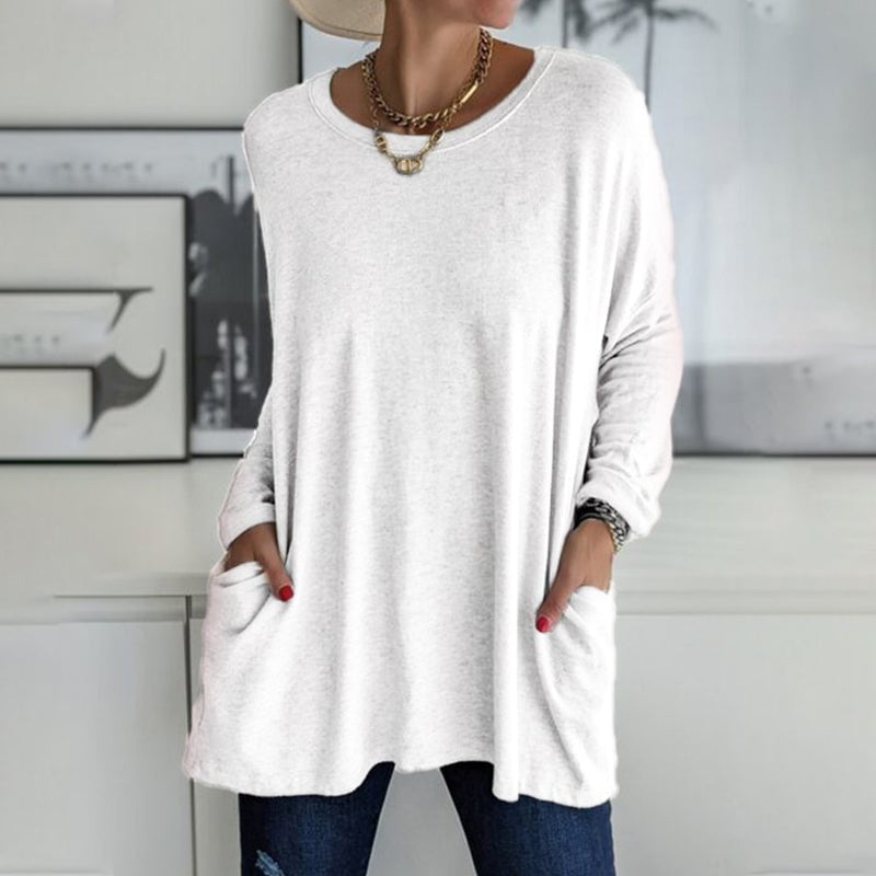 🔥HOT SALE-49% OFF-Round Neck Long Sleeve Pocket Solid T-Shirt🔥BUY 2 Free Shipping🔥