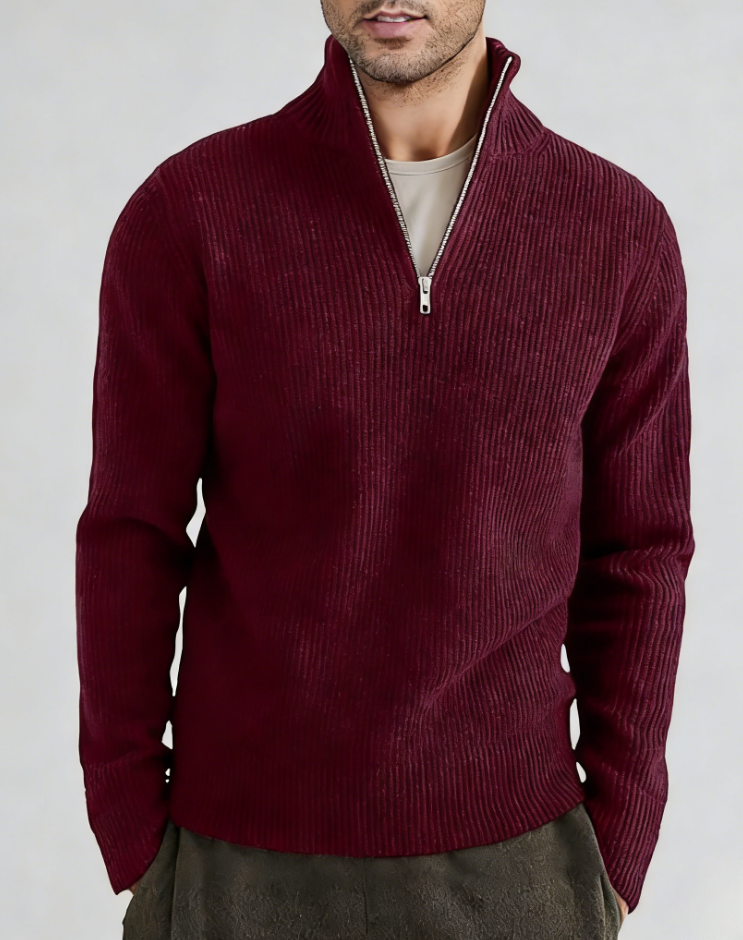 2025 Casual Thickened Half-High Zipper Neck Knit Sweater