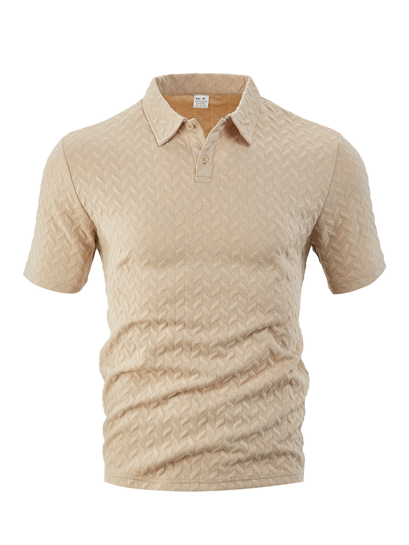 Casual solid color breathable jacquard POLO shirt