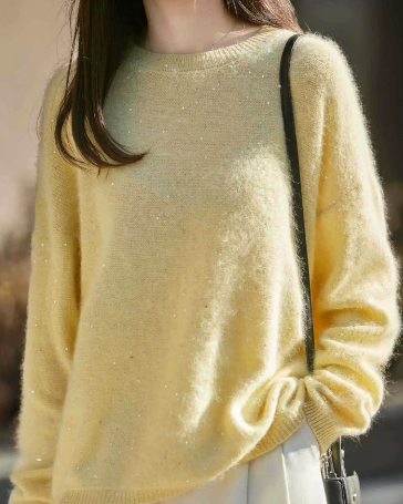2025 🎁Christmas Solid Color Shimmering Relaxed Cashmere Warm Sweater