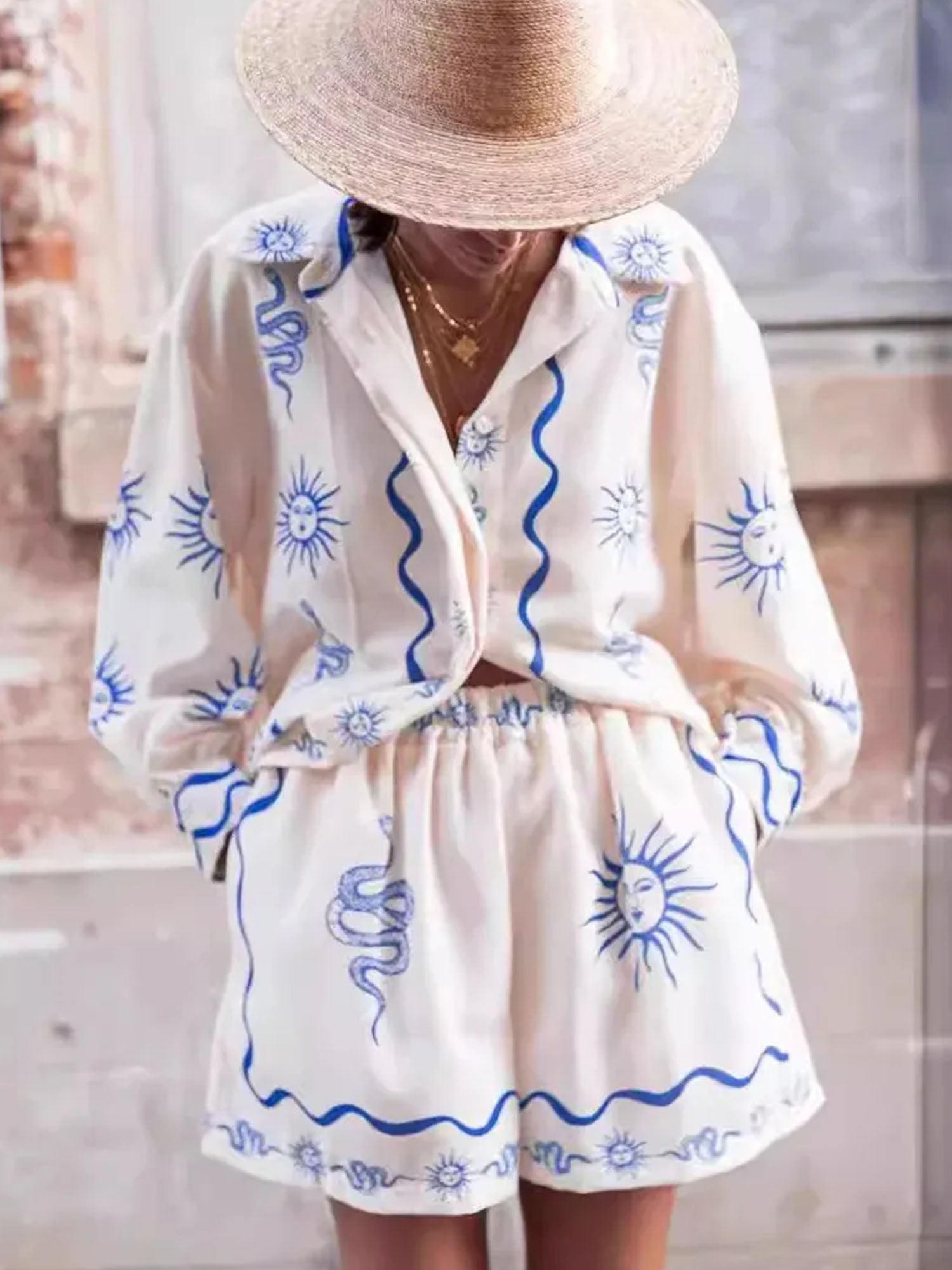 Celestial Sun Oversized Shirt & Shorts Set