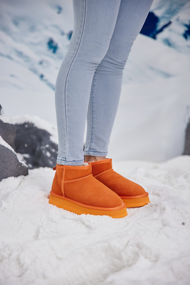 Ultra Mini Platform Low Ankle Boot - Orange