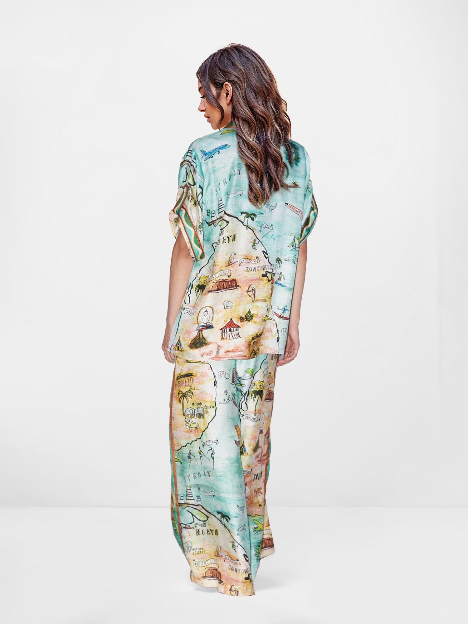 Wanderlust Map Wide-Leg Pants