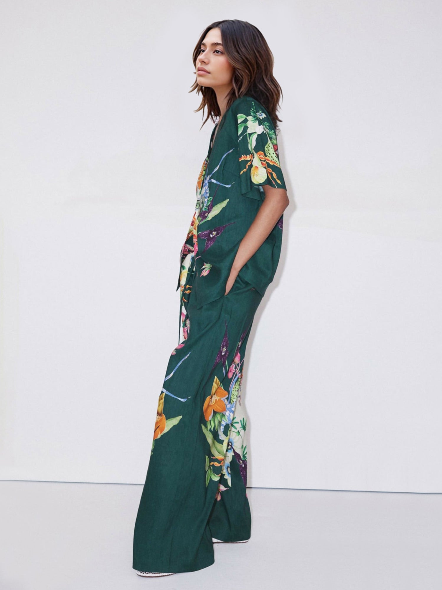 Floral Print Wrap-Front Shirt