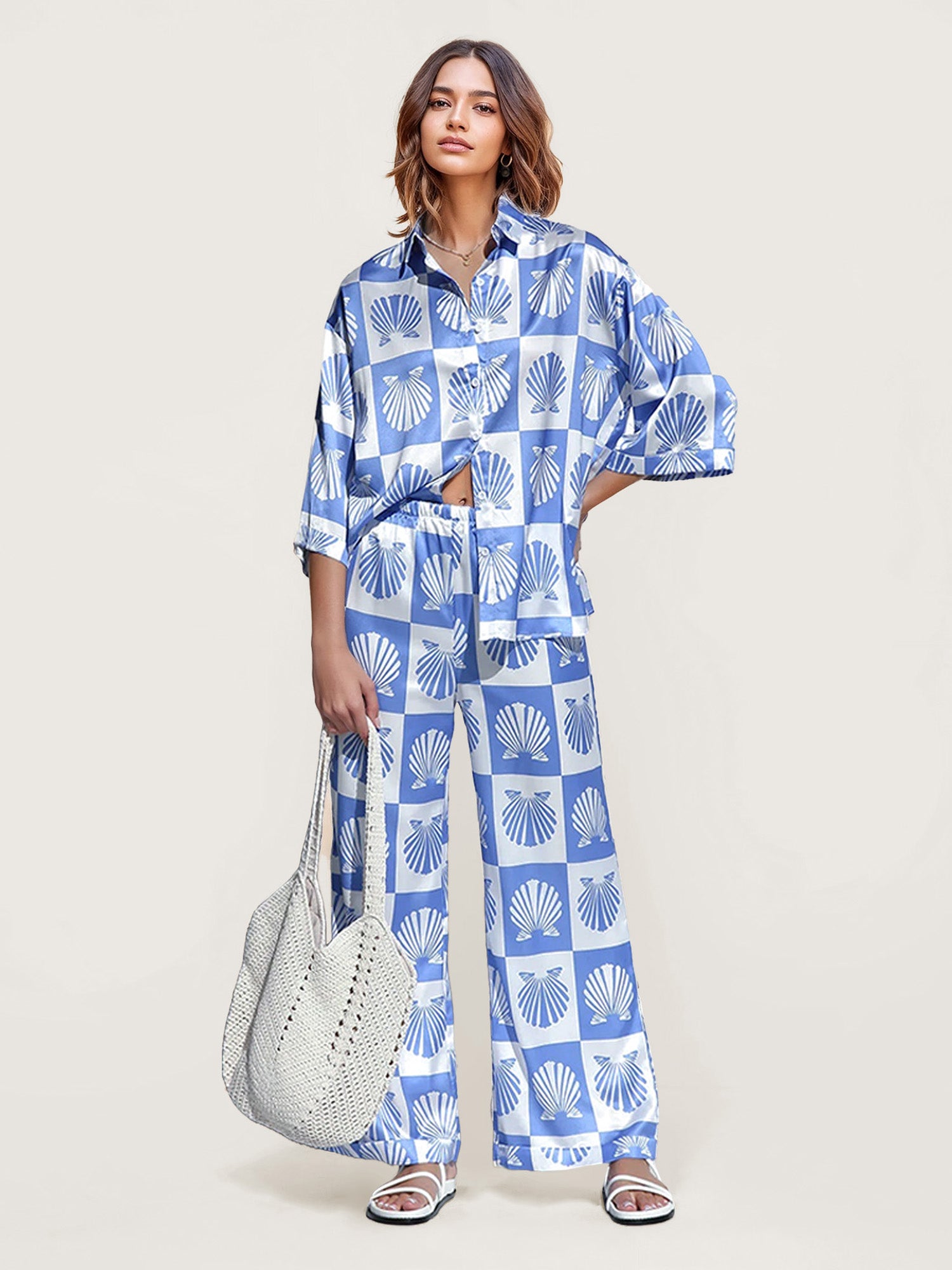 Seashell Dreams Oversized Button-Down Shirt