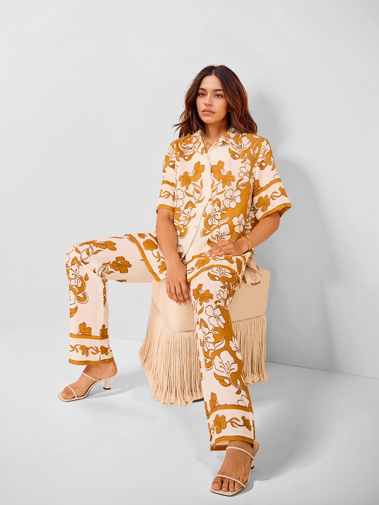 Vintage Tapestry Print Oversized Shirt