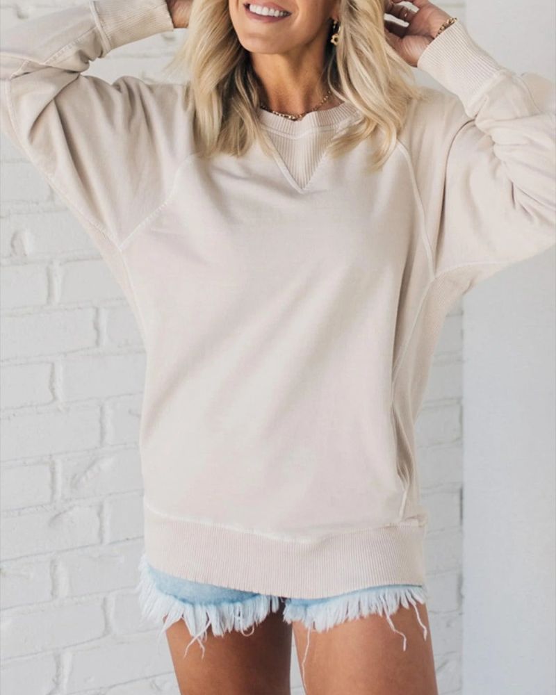Ribbed Accent Pocketed Pullover