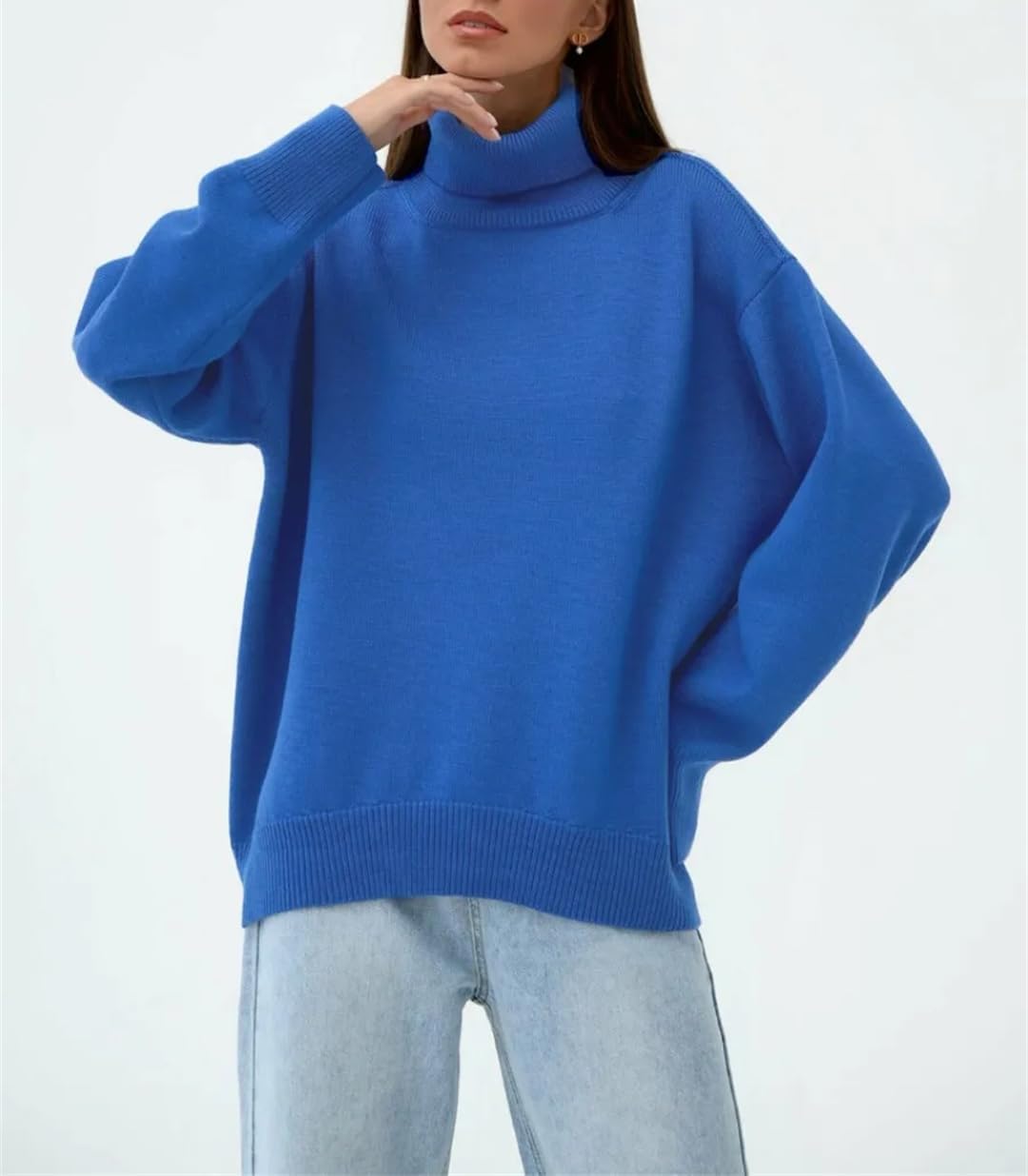2025 Women Turtleneck Sweater Casual Loose Knitted Jumper