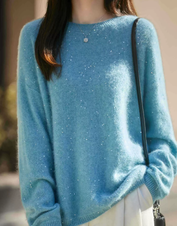 2025 🎁Christmas Solid Color Shimmering Relaxed Cashmere Warm Sweater