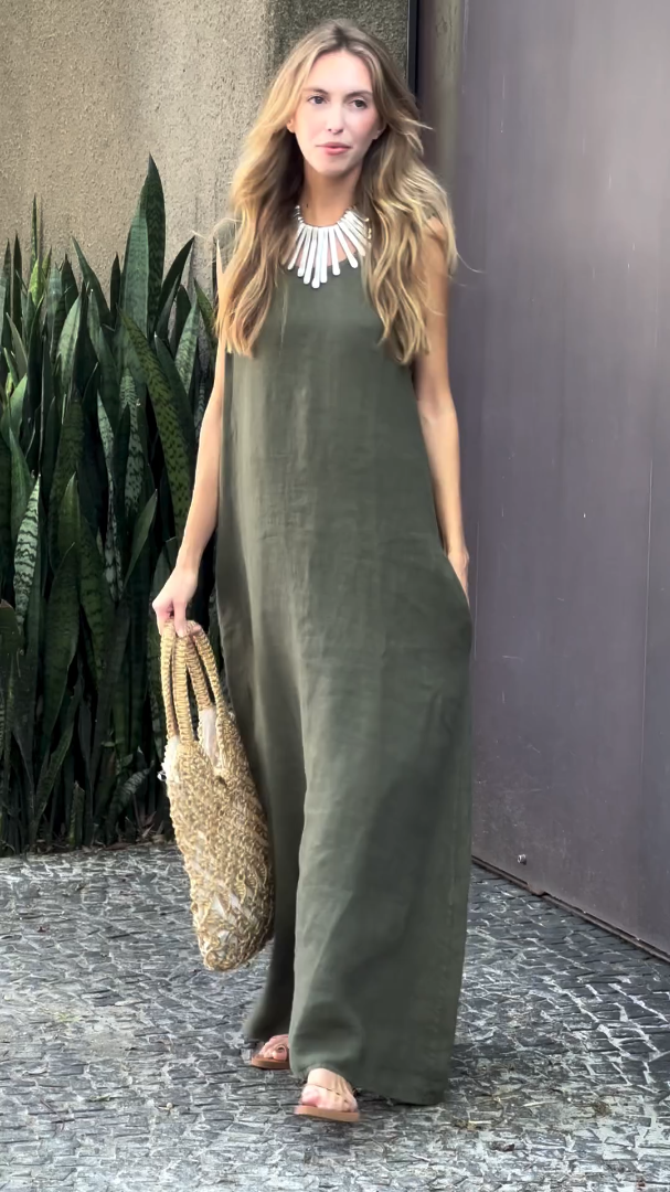 Women's Cotton linen dress with pocket