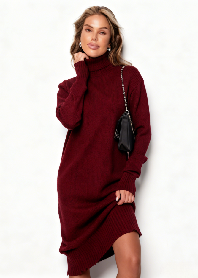 2025 🔥Loose Fitting Versatile Turtleneck Cashmere Knit Dress