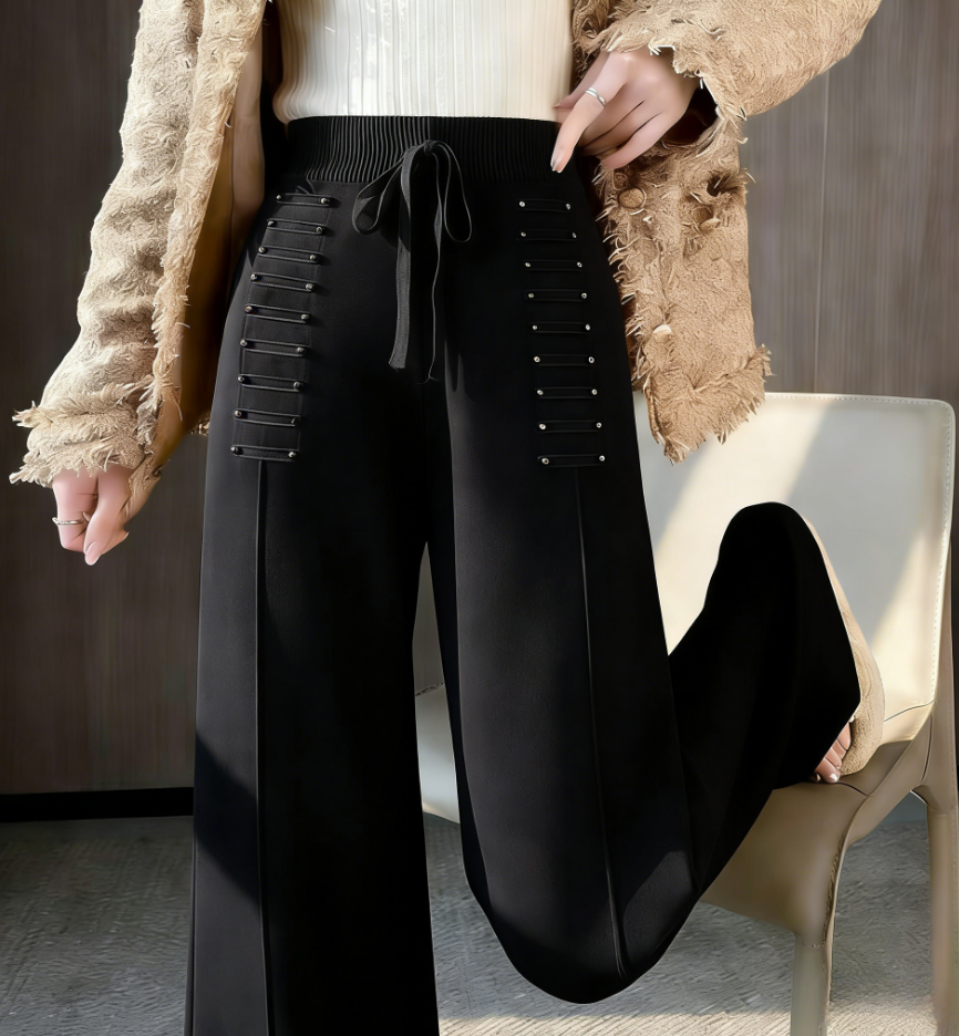 2025 New Rhinestone Hand-knitted Elegant Straight Leg Pants