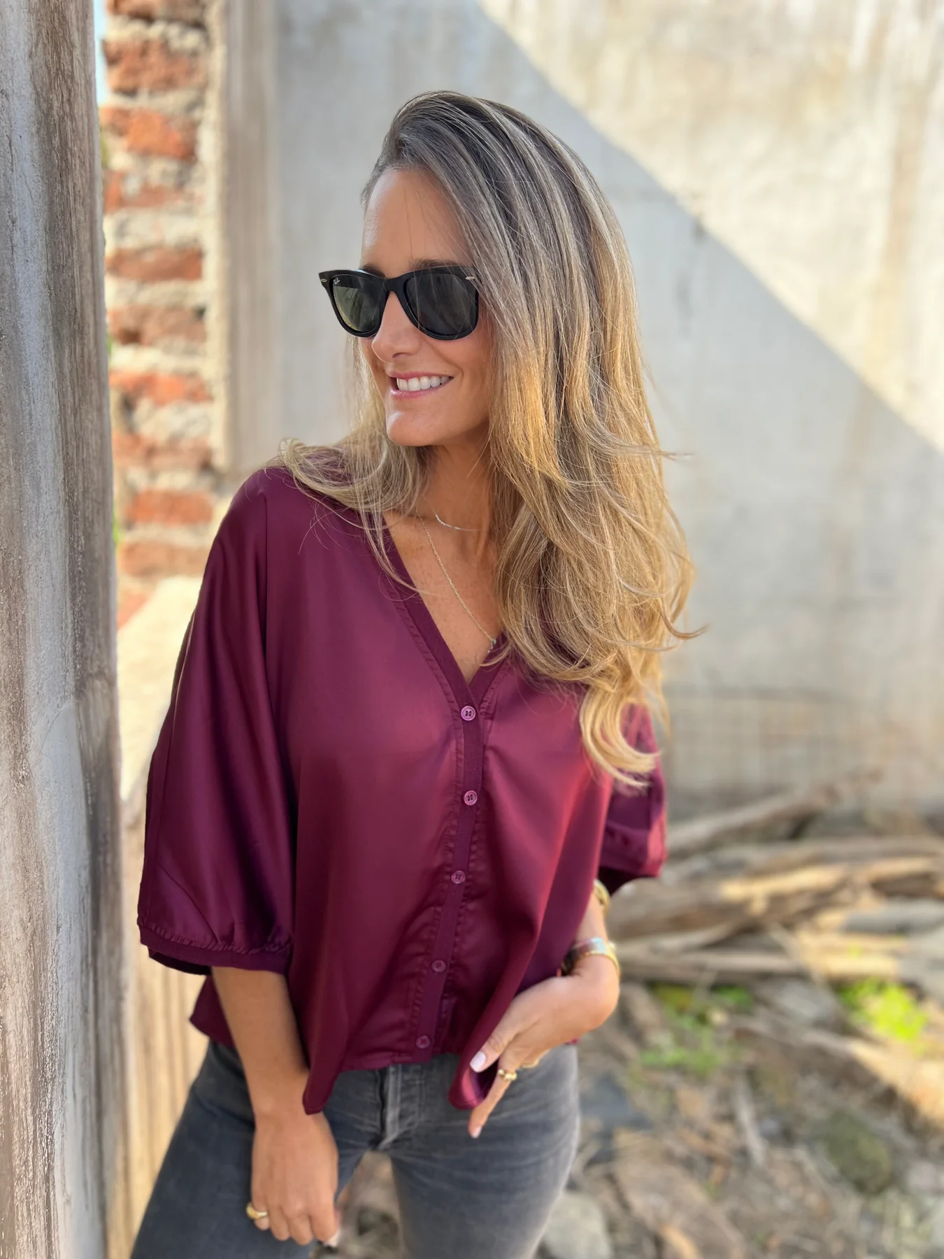 Silk 3/4 Half Lantern Sleeve Vest