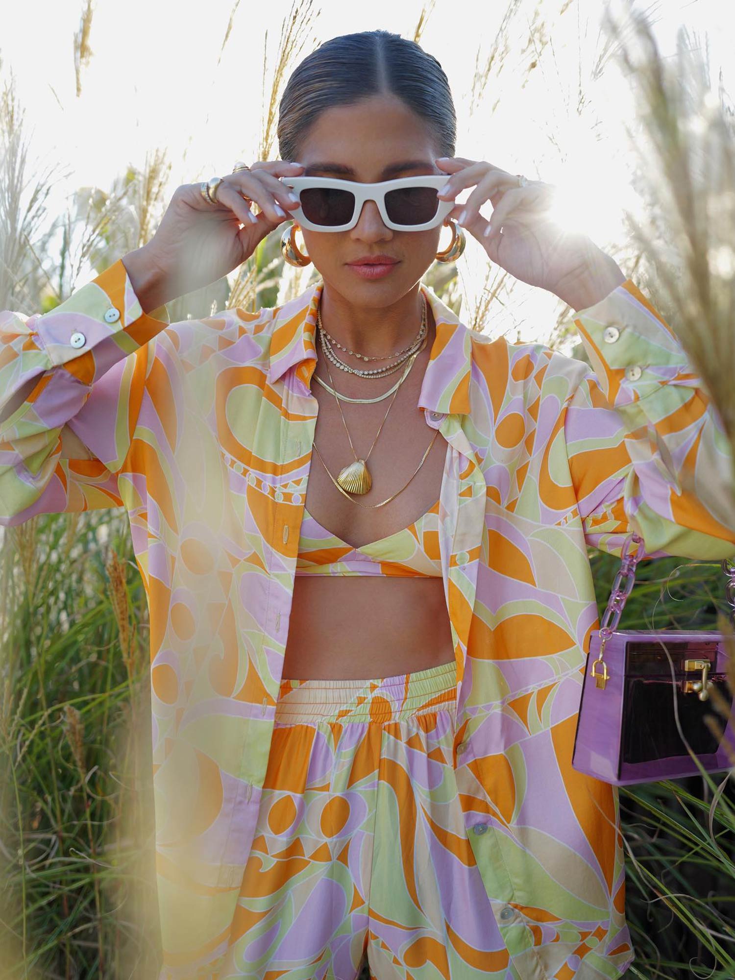 Tropical Beach Graphic Print Button-Up Shirt