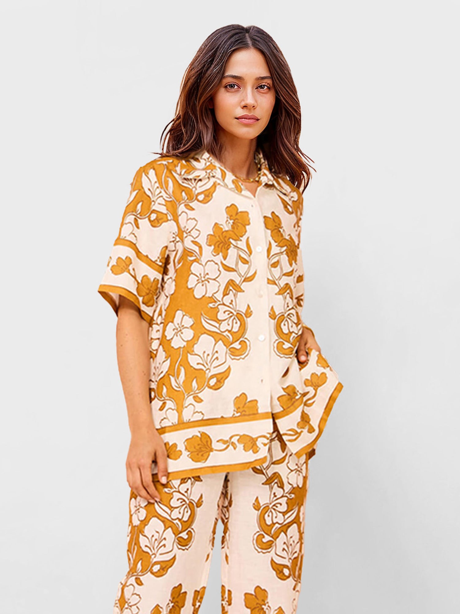 Vintage Tapestry Print Oversized Shirt