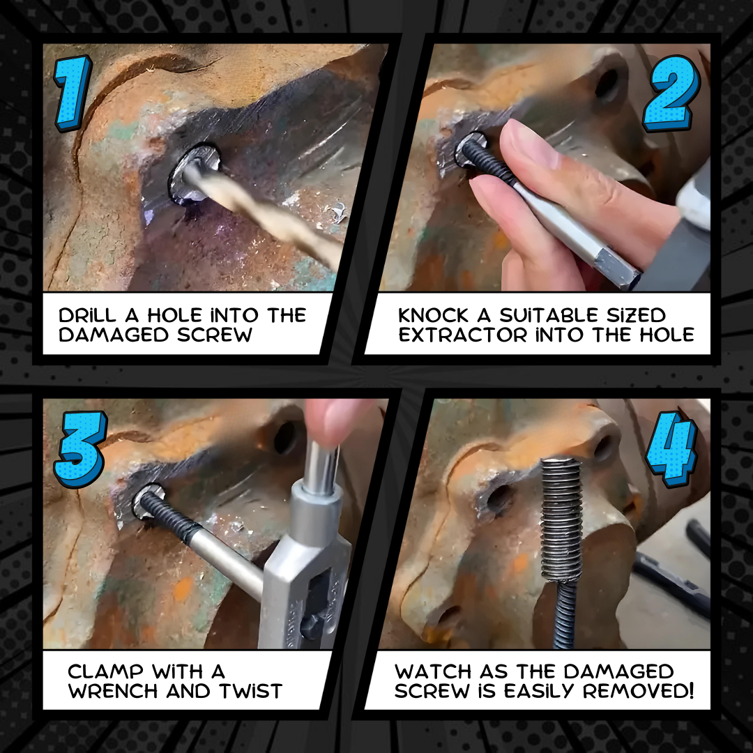 6-Pieces Damaged Screw Extractor Set