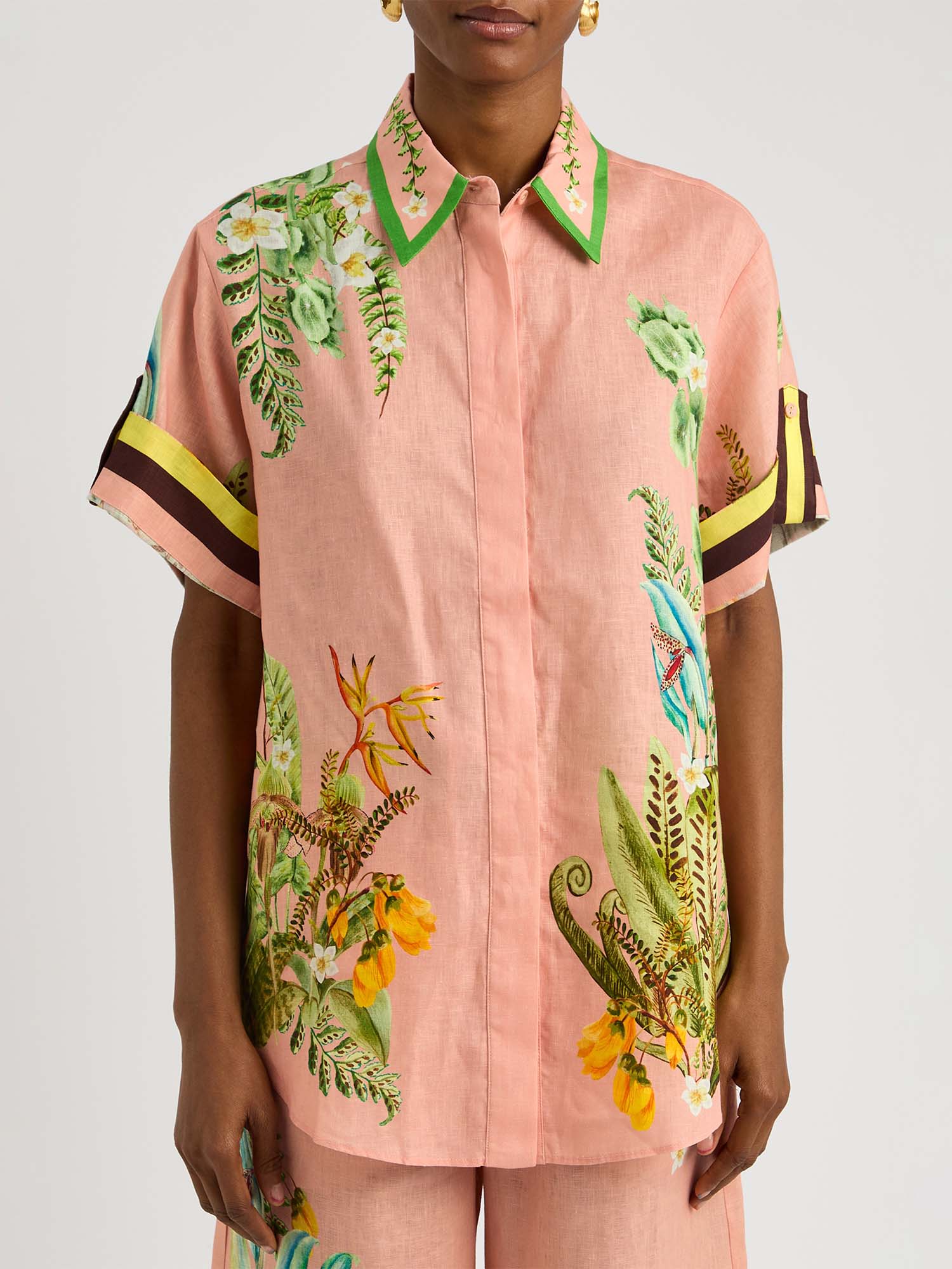 Papaya Garden Print Oversized Shirt
