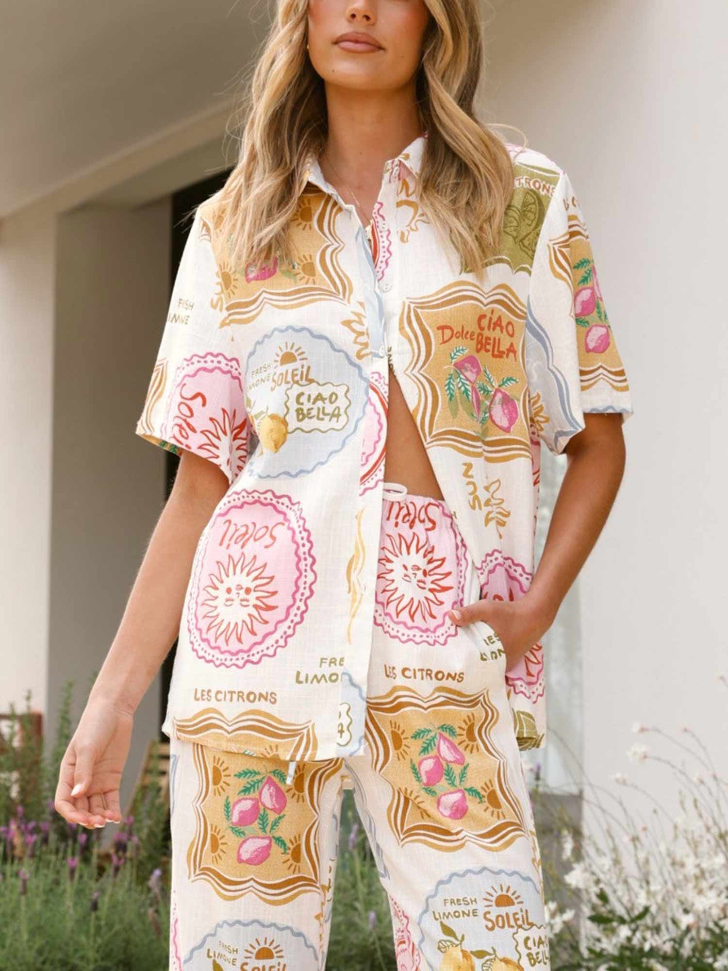 Tropical Fruit Oversized Shirt