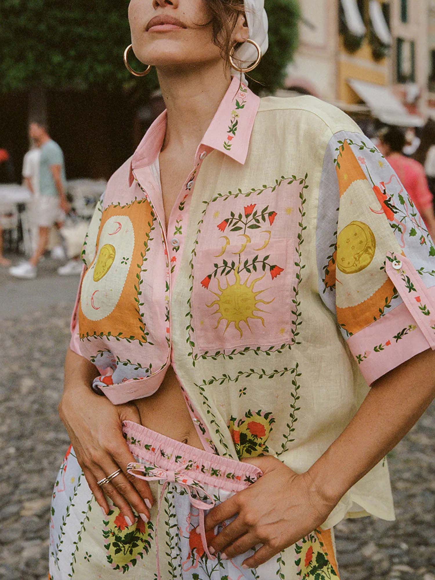 Citrus Garden Embroidered Shirt & Shorts Set
