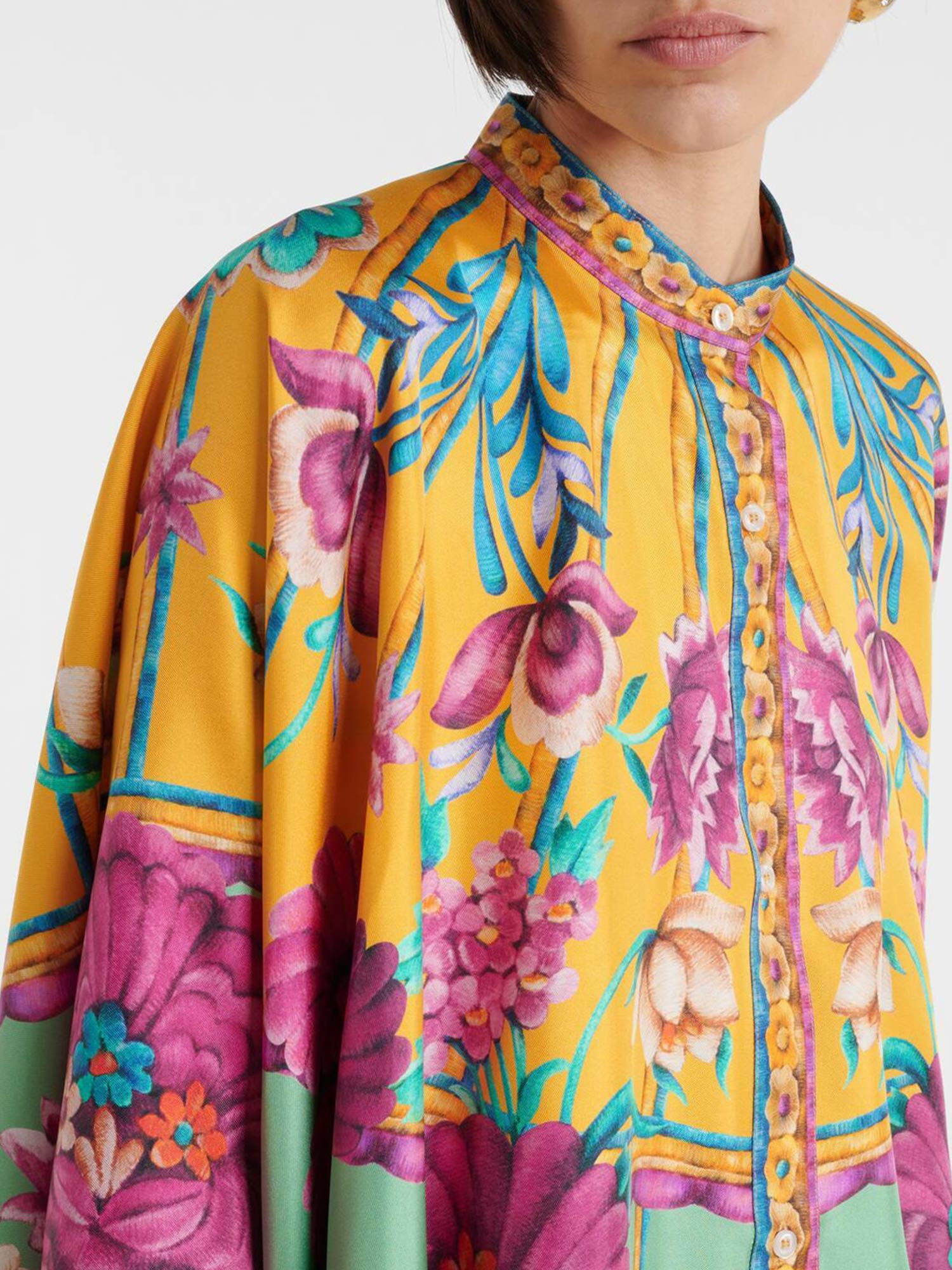 Floral Embroidered Button-Up Shirt