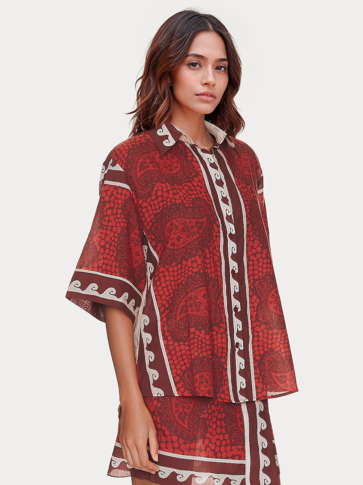 Red Tribal Print Two-Piece Set