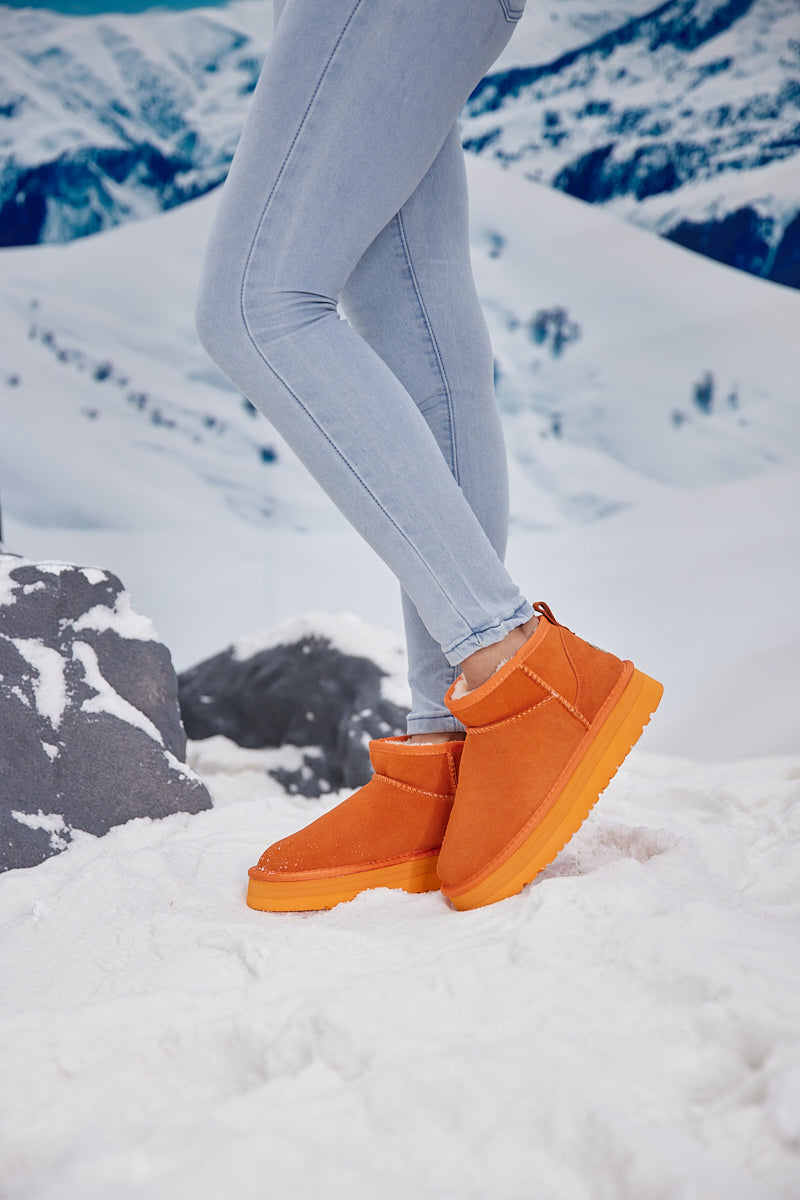 Ultra Mini Platform Low Ankle Boot - Orange