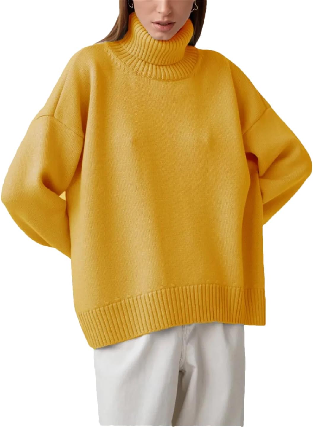 2025 Women Turtleneck Sweater Casual Loose Knitted Jumper