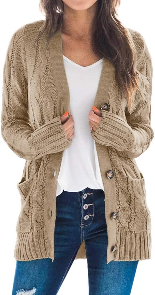 Women's Chunky Knit Long Sleeve Cardigan Sweater Jacket