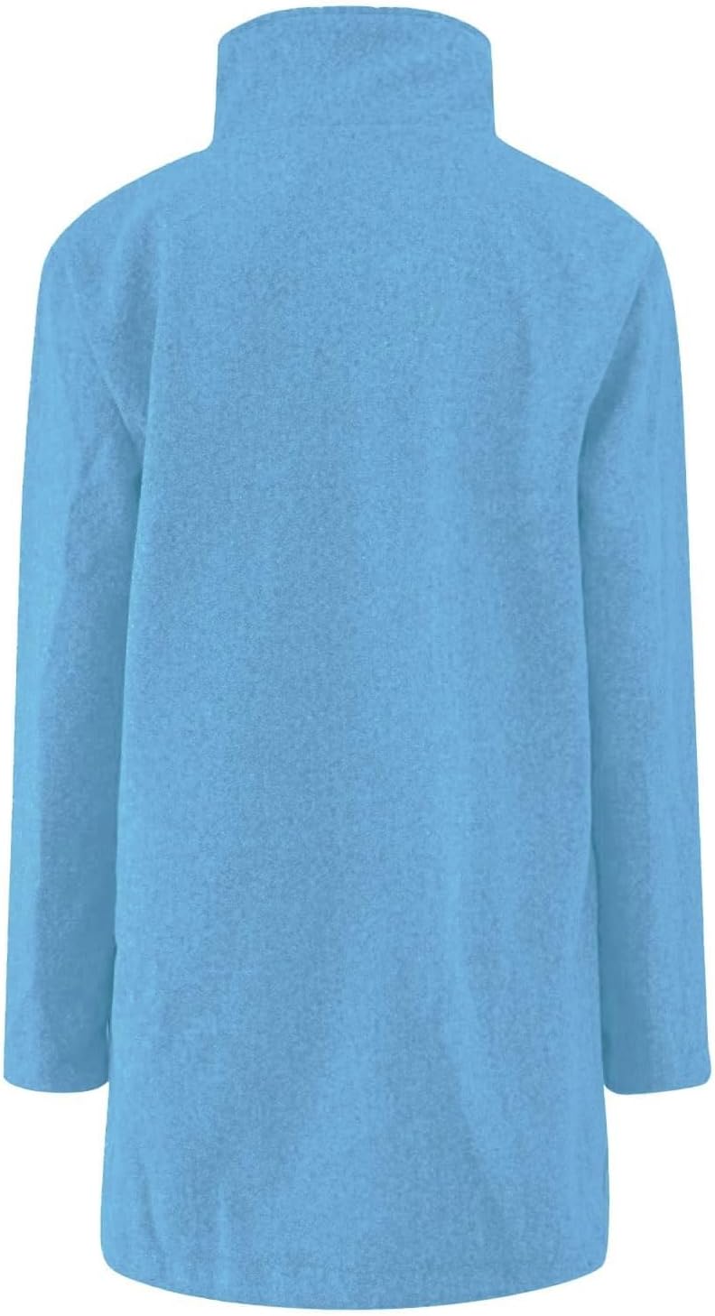 2025🔥Women's Long Casual Solid Color Wool Thicken Long Sleeved Stand-up Coat 