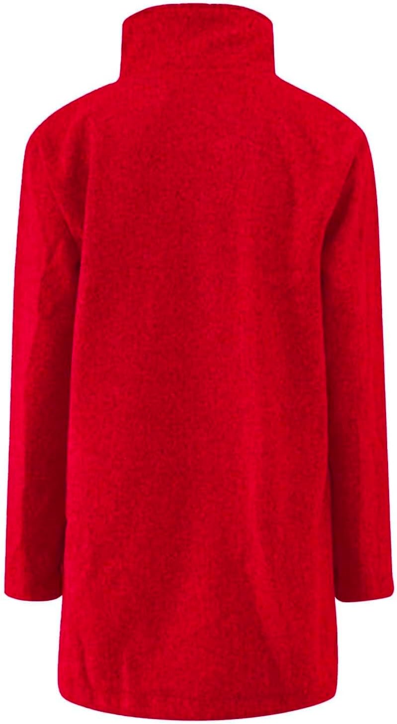 2025🔥Women's Long Casual Solid Color Wool Thicken Long Sleeved Stand-up Coat 