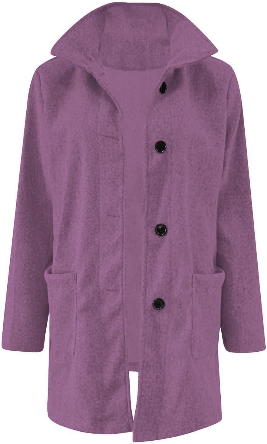 2025🔥Women's Long Casual Solid Color Wool Thicken Long Sleeved Stand-up Coat 