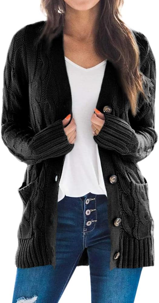 Women's Chunky Knit Long Sleeve Cardigan Sweater Jacket