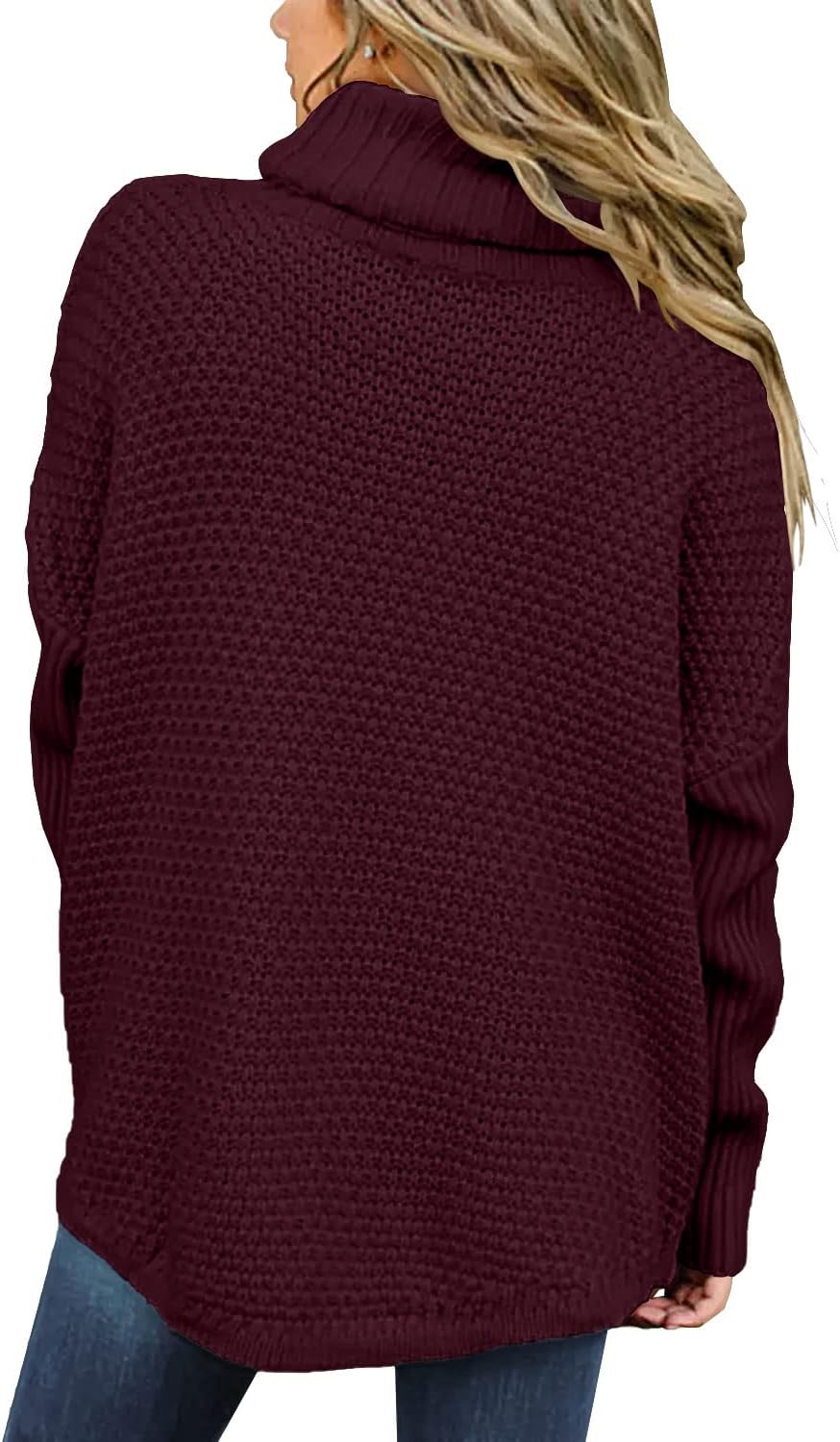 Women's Oversized Turtleneck Long Sleeve Casual Pullover Knit Tunic Sweater