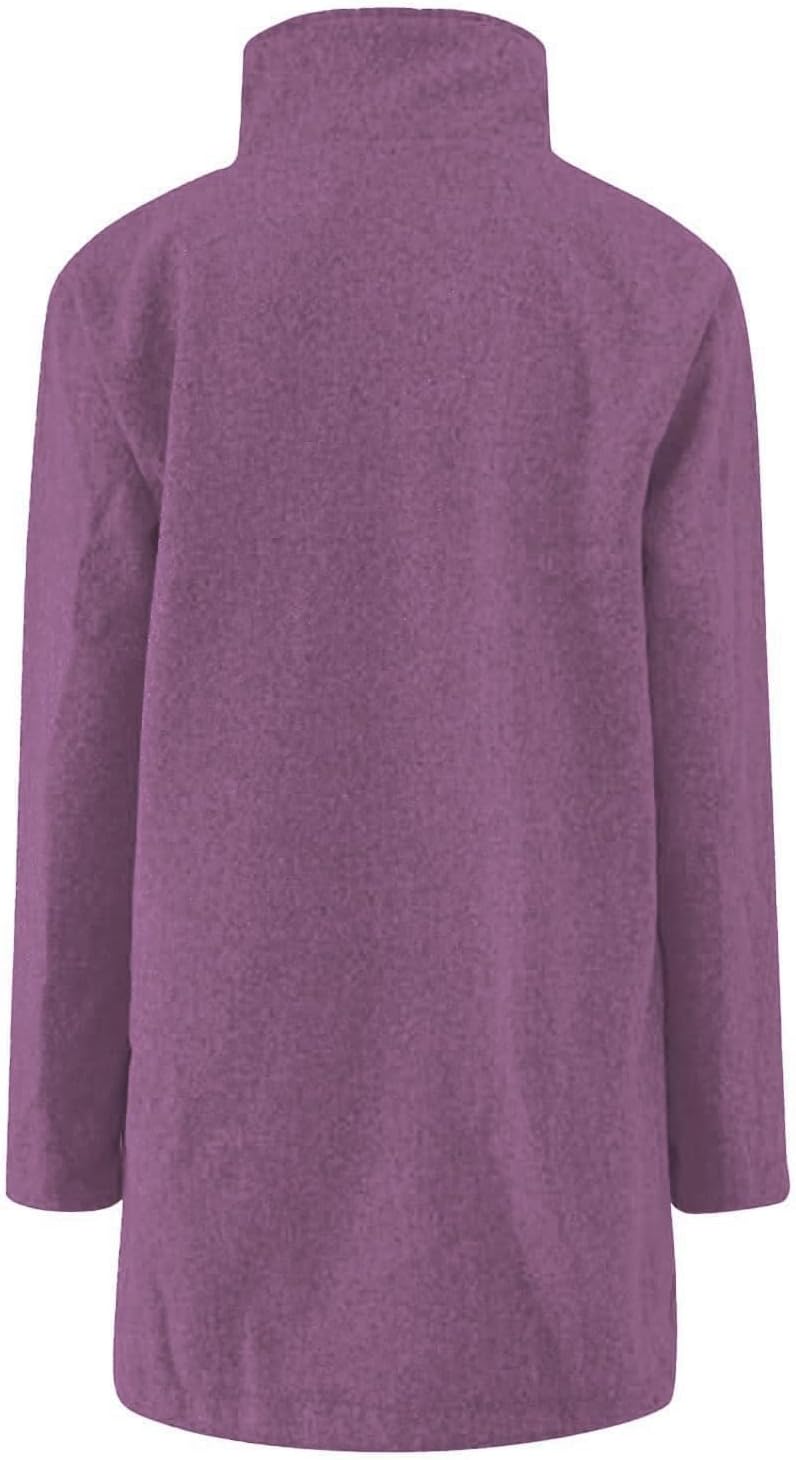 2025🔥Women's Long Casual Solid Color Wool Thicken Long Sleeved Stand-up Coat 