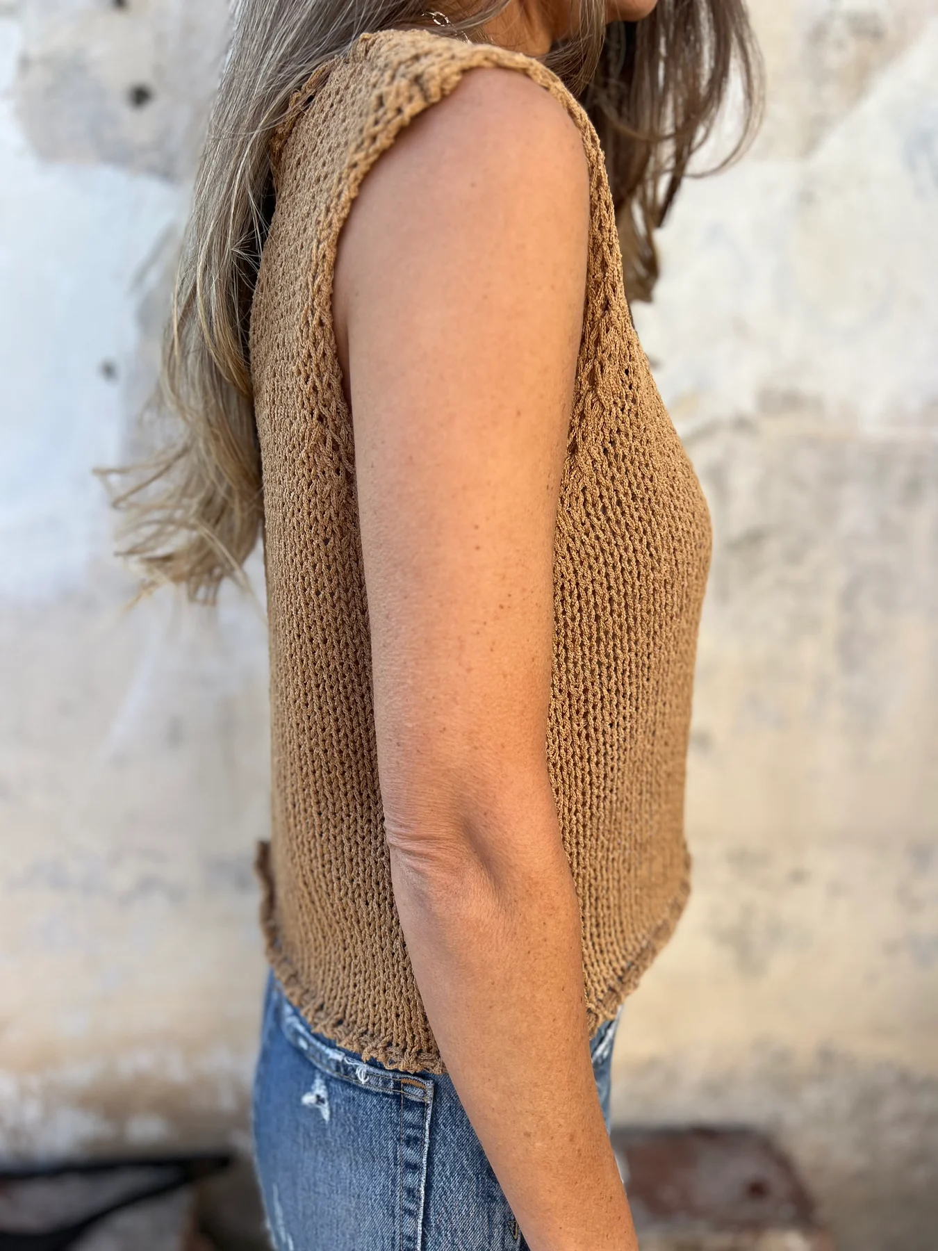 Knitted Buttoned Shirt Hollow Sweater