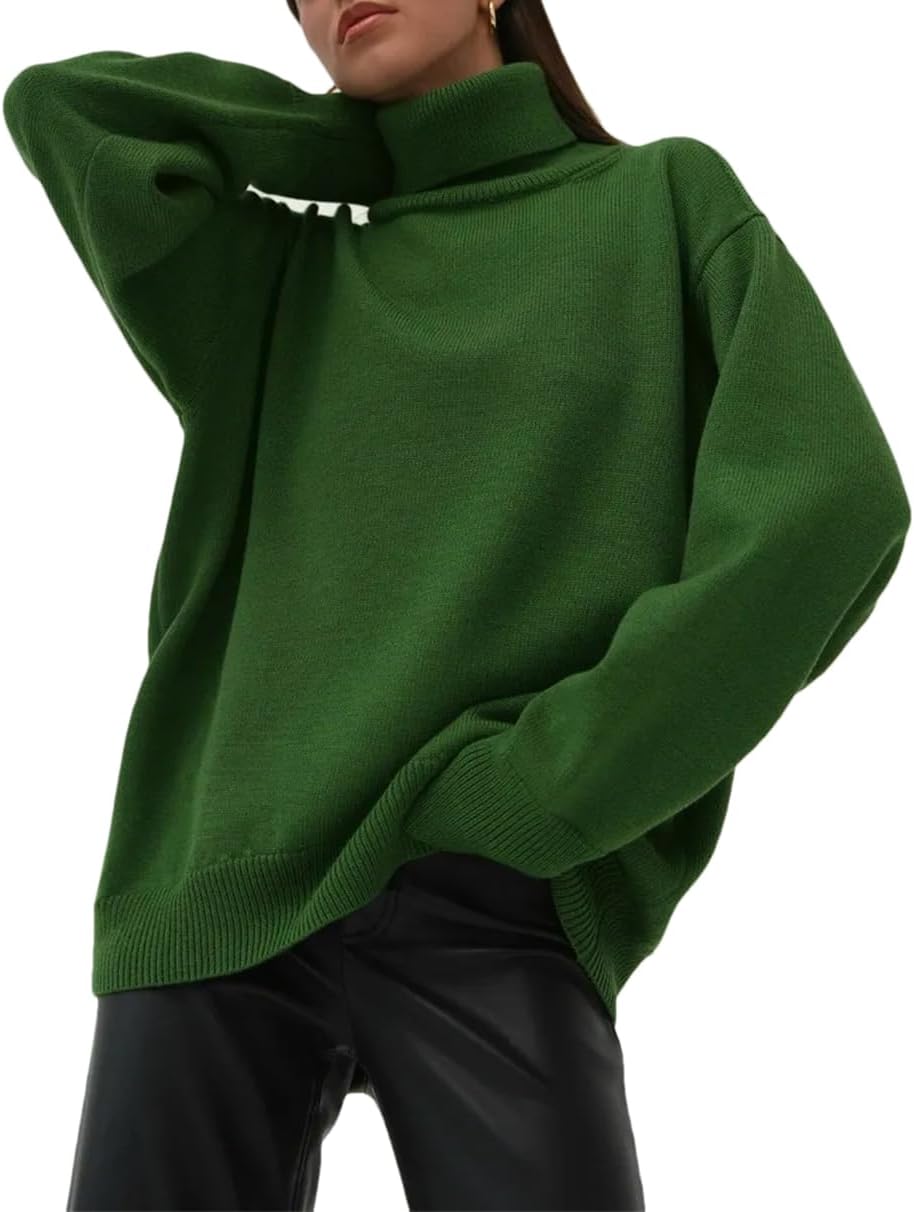 2025 Women Turtleneck Sweater Casual Loose Knitted Jumper
