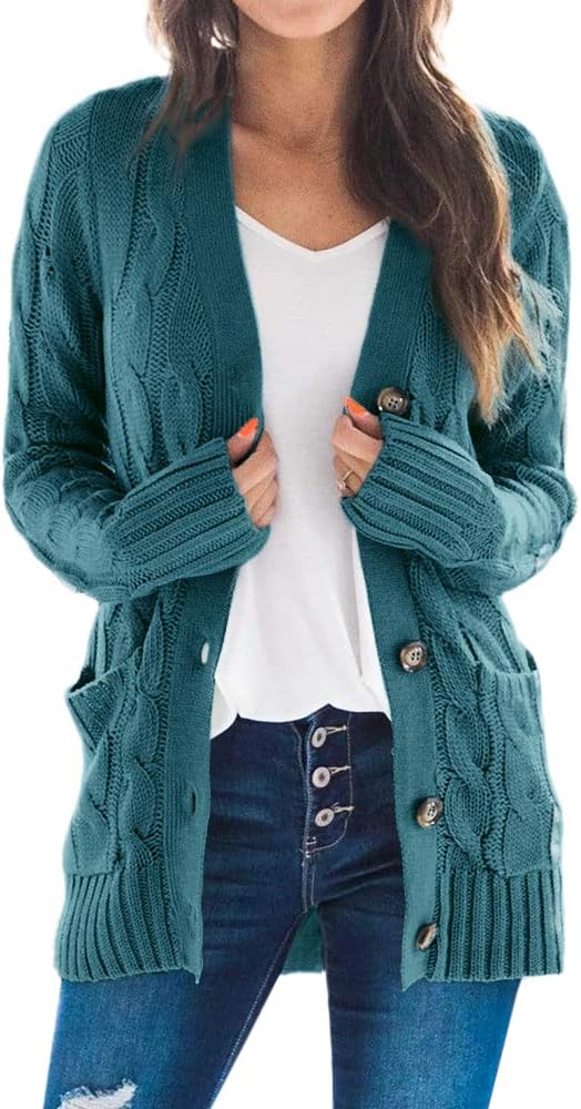 Women's Chunky Knit Long Sleeve Cardigan Sweater Jacket
