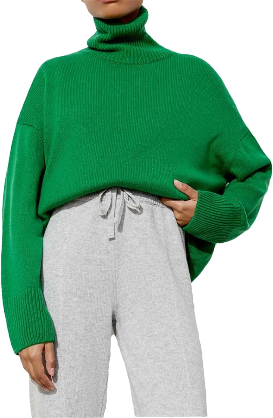 2025 Women Turtleneck Sweater Casual Loose Knitted Jumper