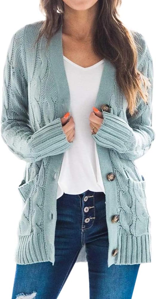 Women's Chunky Knit Long Sleeve Cardigan Sweater Jacket
