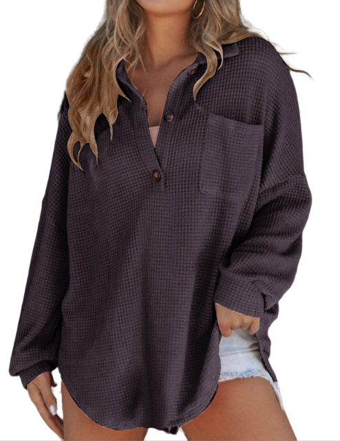 2024 New loose Waffle knit top