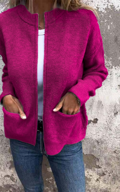 New Products Hot Sale 🔥 Round Neck Zipper Knitted Jacket