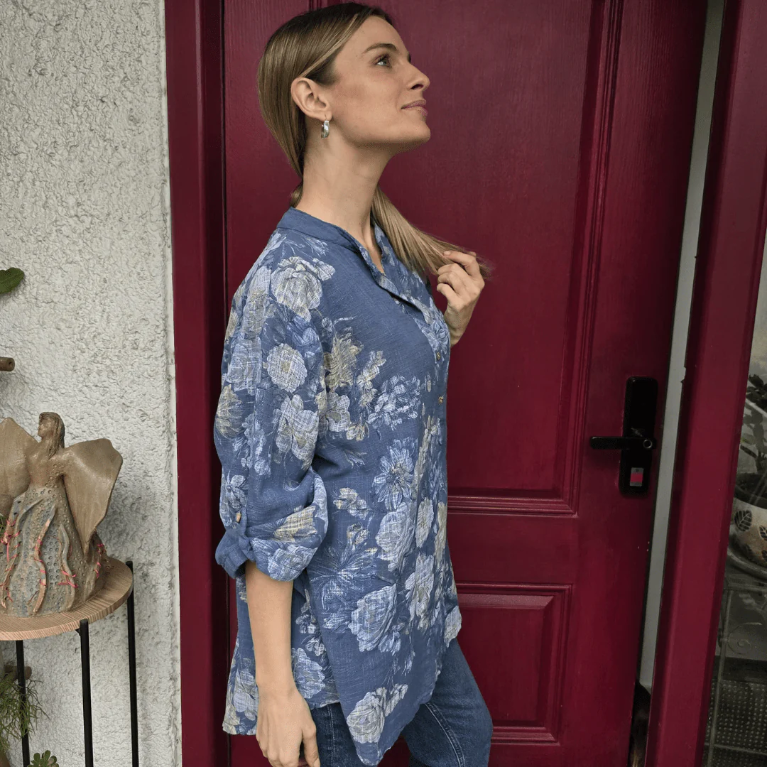 Cotton Three Quarter Sleeves Floral Printed Shirt