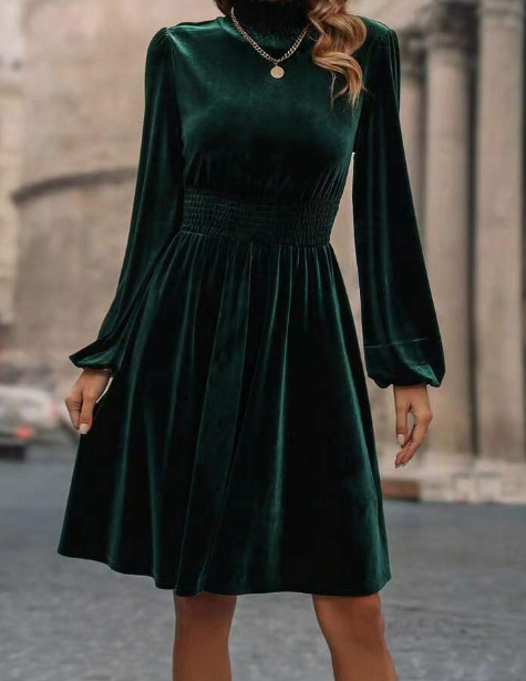 2024 Autumn/Winter Party velvet long-sleeved dress