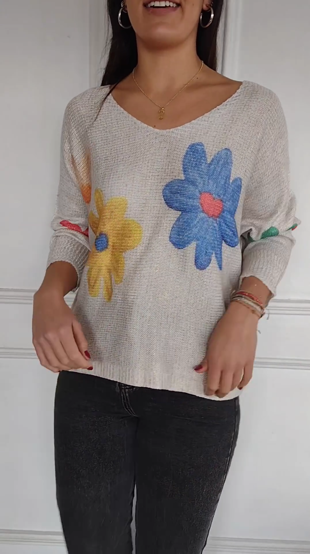 floral cutout sweater