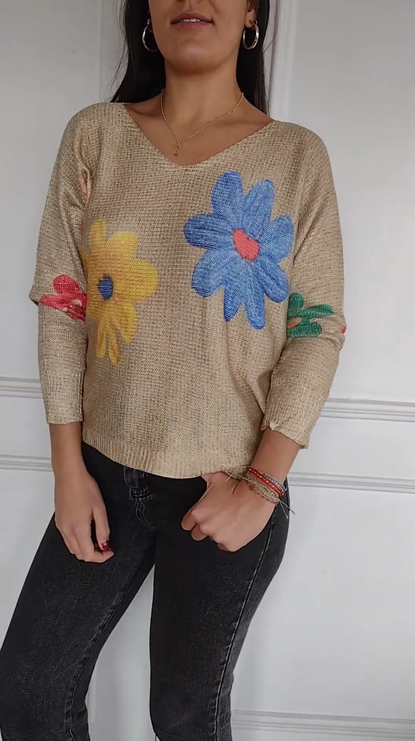 floral cutout sweater