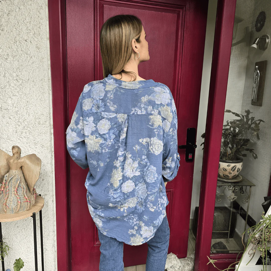 Cotton Three Quarter Sleeves Floral Printed Shirt