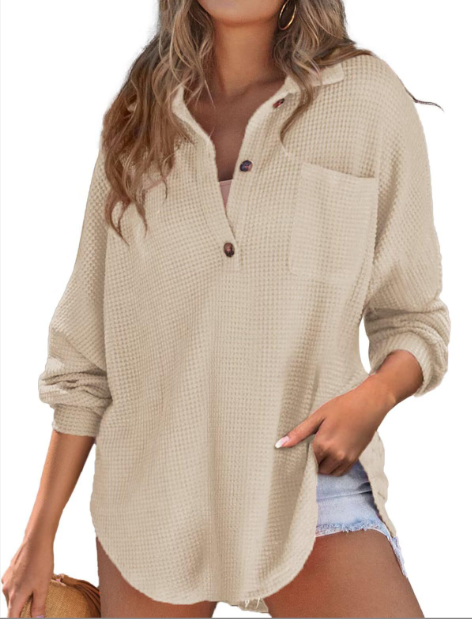 2024 New loose Waffle knit top